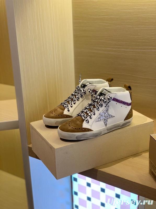 2024 Unisex GGDB White Brown Suede Leather High Top Sneakers MJ00300