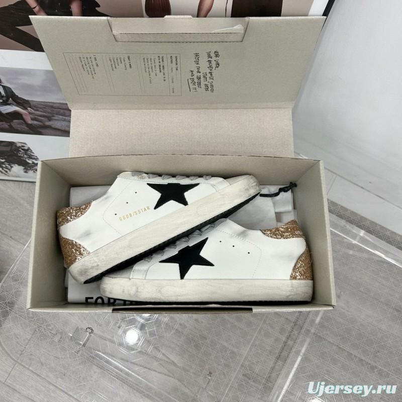 2025 Women GGDB White Black Glitter Leather Suede Sneakers