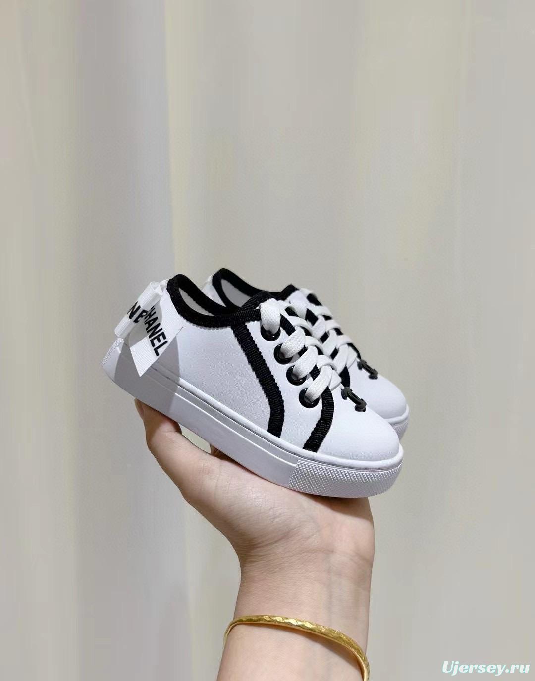 2024 Kids CHANEL White Black Canvas Casual Shoes