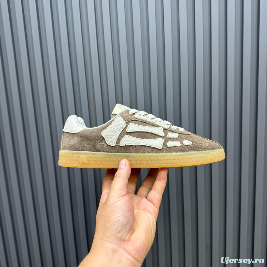 2024 Unisex Amiri Beige White Suede Leather Sneakers MJ00300