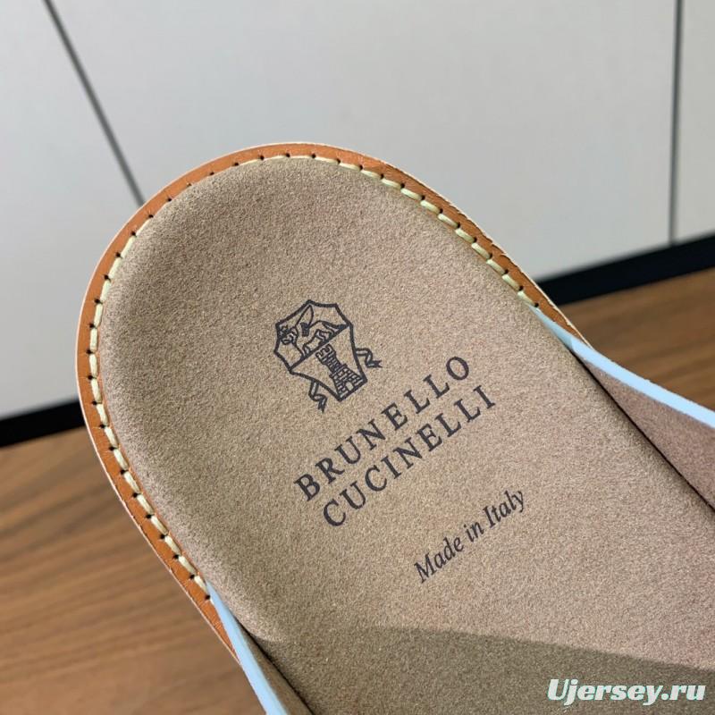 2025 Unisex Brunello Cucinelli Light Grey Suede Casual Sandals With Adjustable Buckles KFY00250