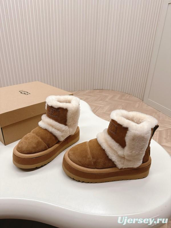 2024 Women UGG Chestnut Suede Sheepskin Snow Boots MJ00320