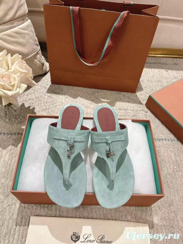2025 Women Le Parmentier Mint Suede Slippers LY00250