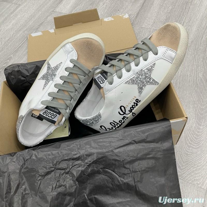 2025 Women GGDB White Silver Leather Suede Sneakers