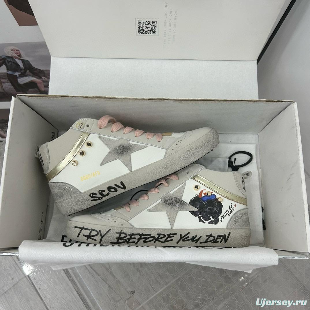 2024 Unisex GGDB White Pink Grey Suede Leather High Top Sneakers MJ00300