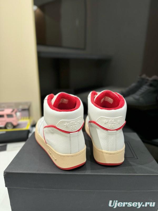 2024 Unisex Yves Saint Laurent White Red Leather Sneakers MJ00390