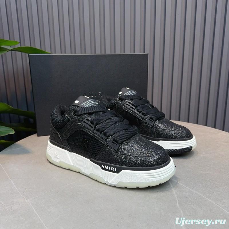 2024 Men Amiri Black Mesh Leather Sneakers MJ00360