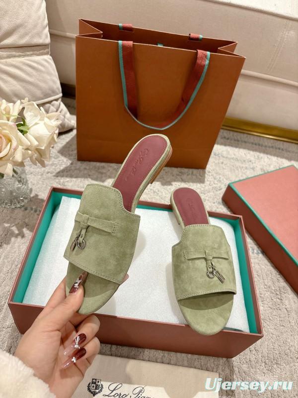 2025 Slippers LP Light Green Suede Slippers