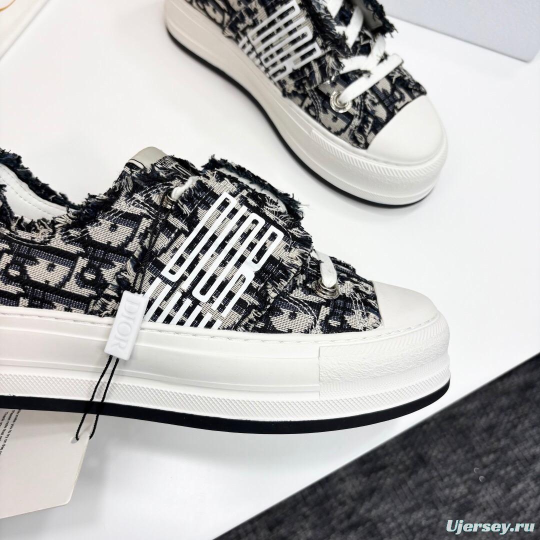 2025 Women Dior Black Grey Canvas Casual Sneaker LY00300