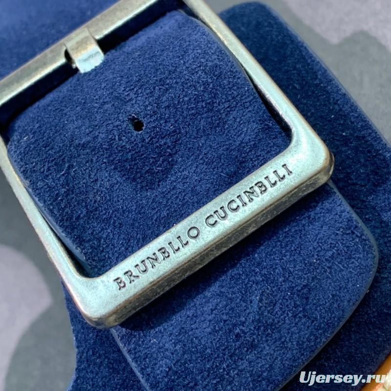 2025 Unisex Brunello Cucinelli Blue Suede Leather Slippers KFY00250