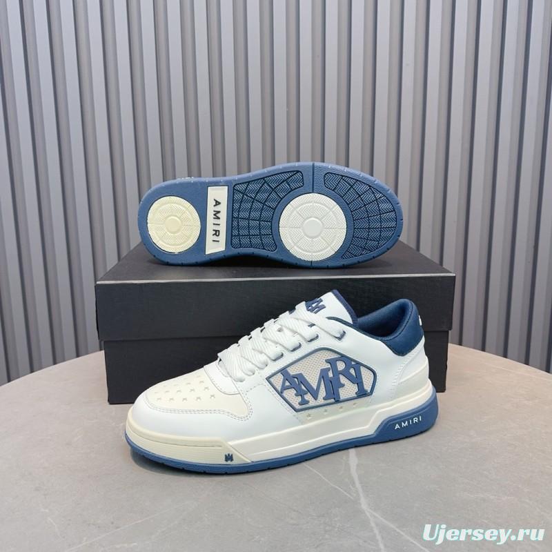 2025 Unisex Amiri White Blue Leather Sneakers MJ00360