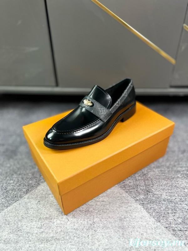 2024 Men Louis Vuitton Black Leather Formal Shoes MJ00290