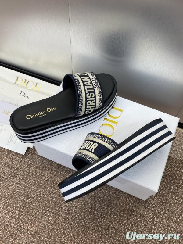 2025 Slippers Dior Black Canvas Slippers