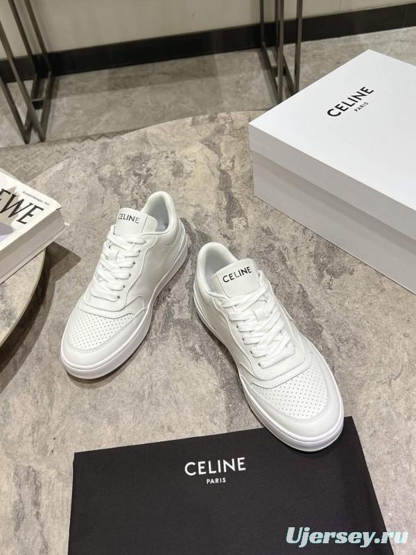 2025 Women Celine White Leather Casual Sneakers