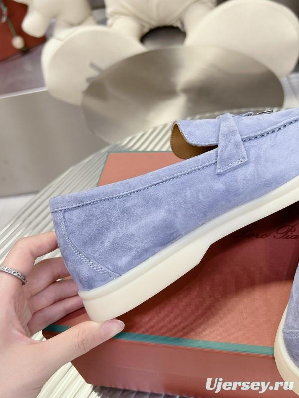 2024 Unisex Le Parmentier Light Blue Suede Loafers MJ00270