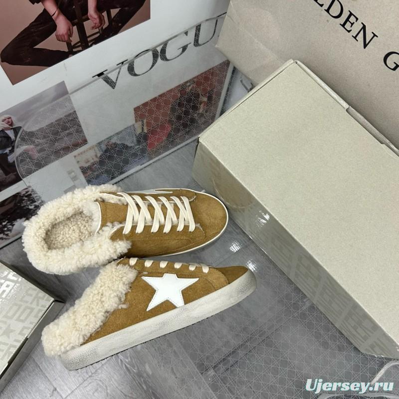 2025 Women GGDB Brown White Suede Shearling Sneakers