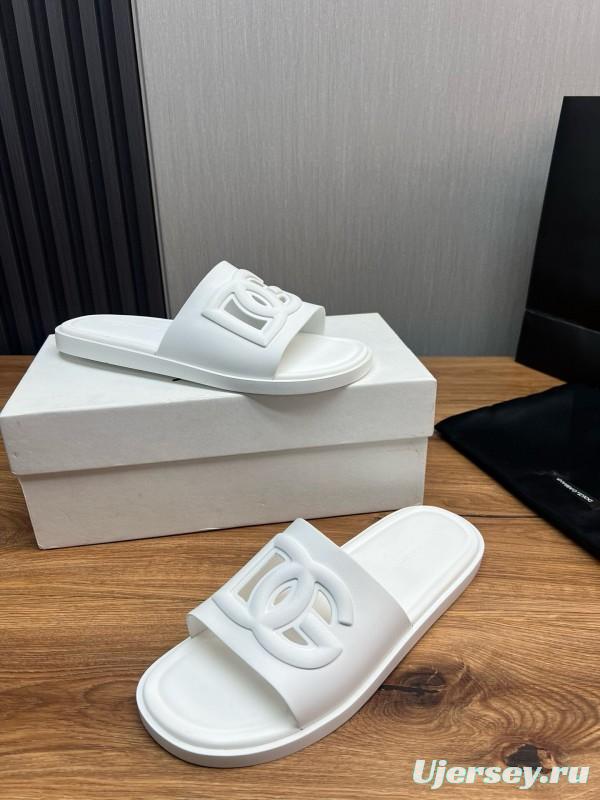 2025 Dolce & Gabbana White Rubber Slippers