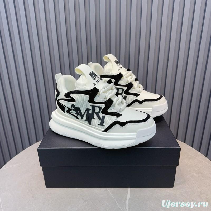 2024 Unisex Amiri White Black Mesh Leather Sneakers MJ00410