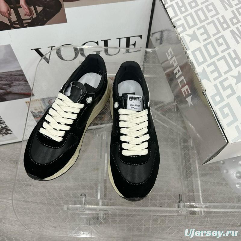 2024 Women GGDB Black White Leather Suede Sneakers
