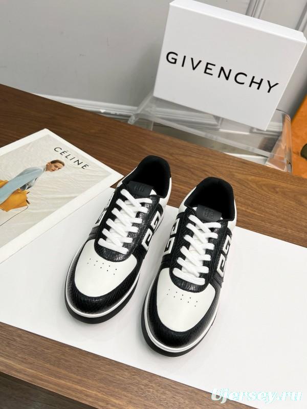 2024 Unisex Givenchy Black White Leather Sneakers