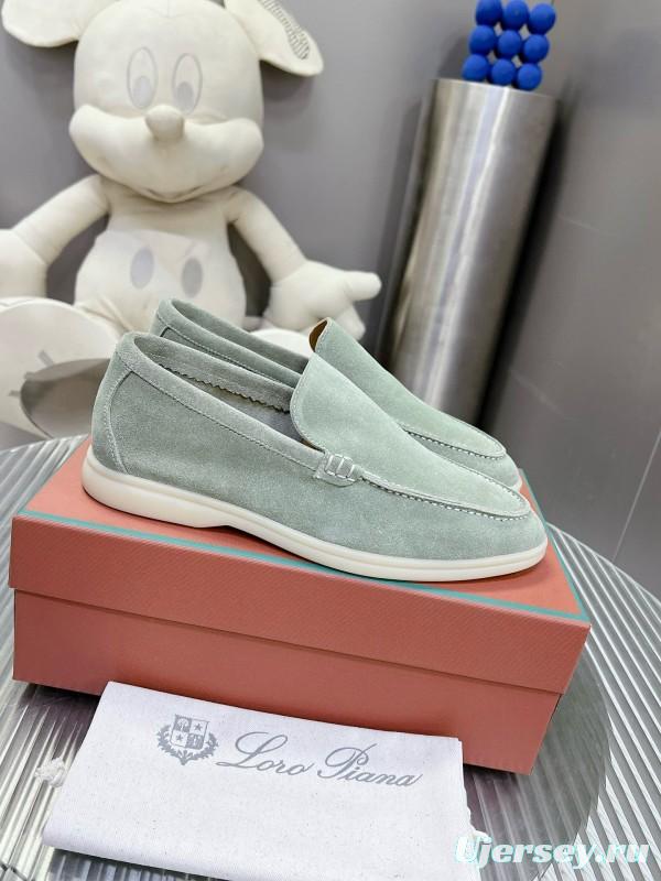 2024 Women LP Light Grey Suede Loafers MJ00270