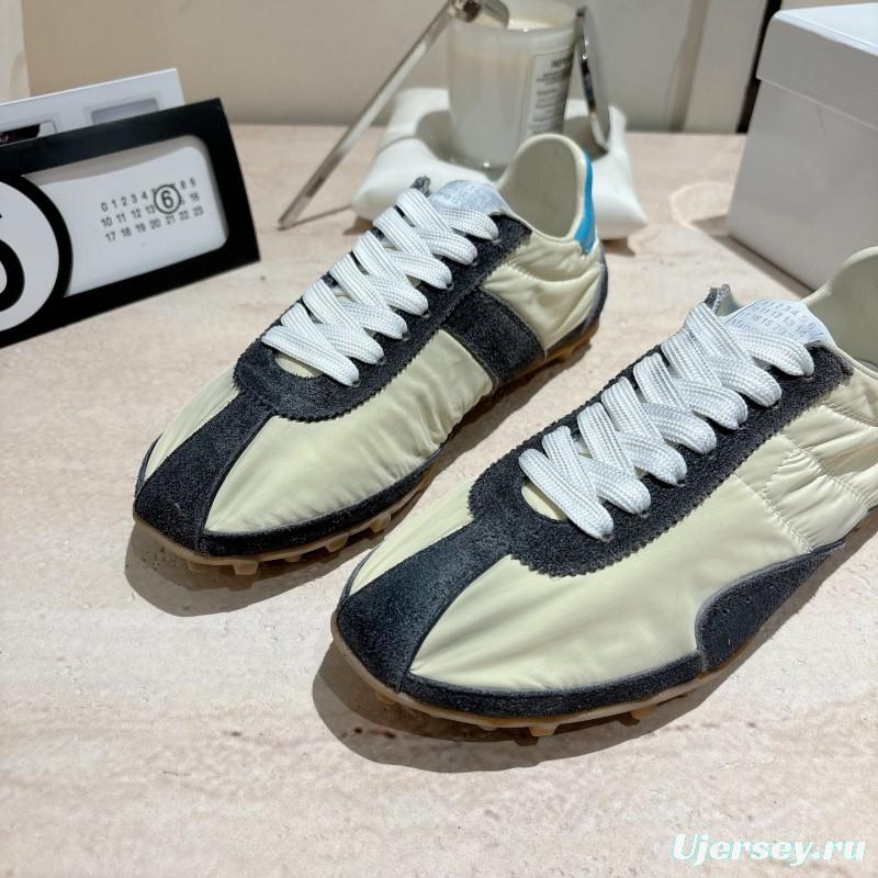 2025 Unisex Maison Margiela White Black Nylon Suede Sneakers Vintage Effect