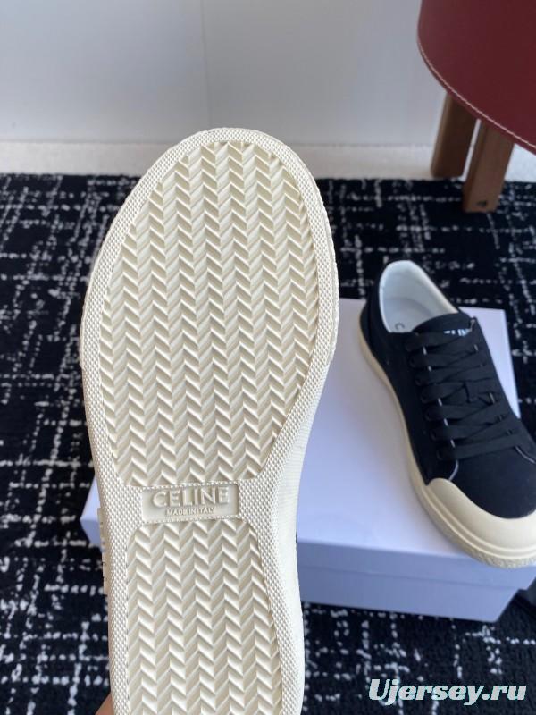 2025 Women Celine Black White Canvas Sneakers CR-03