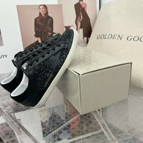 2025 Unisex GGDB Black Glitter Leather Sneakers