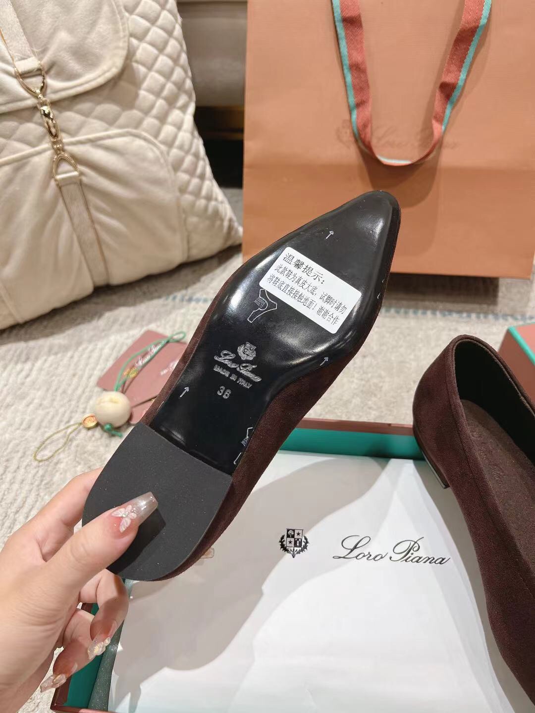 2025 Women LP Brown Suede Ballet Flat LY00320
