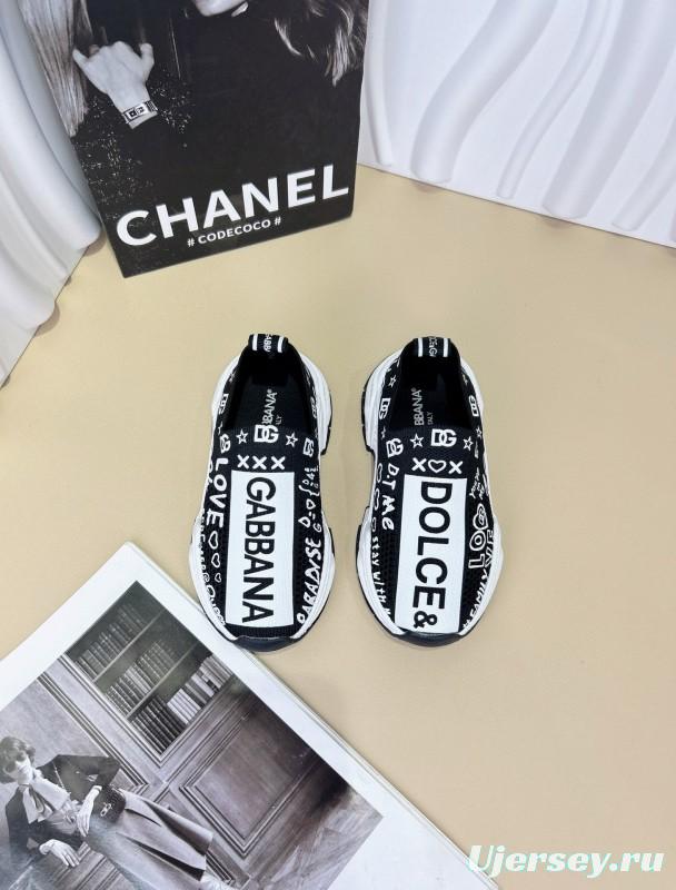 2024 Kids Dolce & Gabbana Pink Black White Yellow Fabric Sneakers