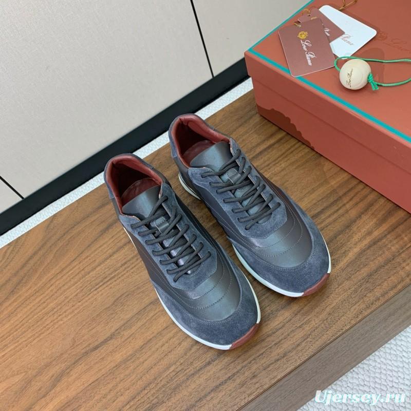 2025 Unisex Le Parmentier Grey Blue Suede Leather Sneakers LY