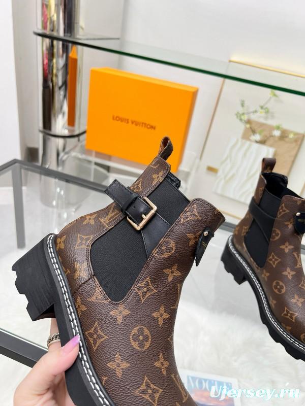 2024 Women Louis Vuitton brown leather ankle boots MJ00310