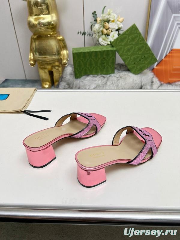 2025 Gucci Pink Leather Slippers