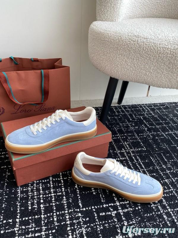 2024 Unisex Loro Piana Light Blue White Custom Leather Sneakers MJ00320