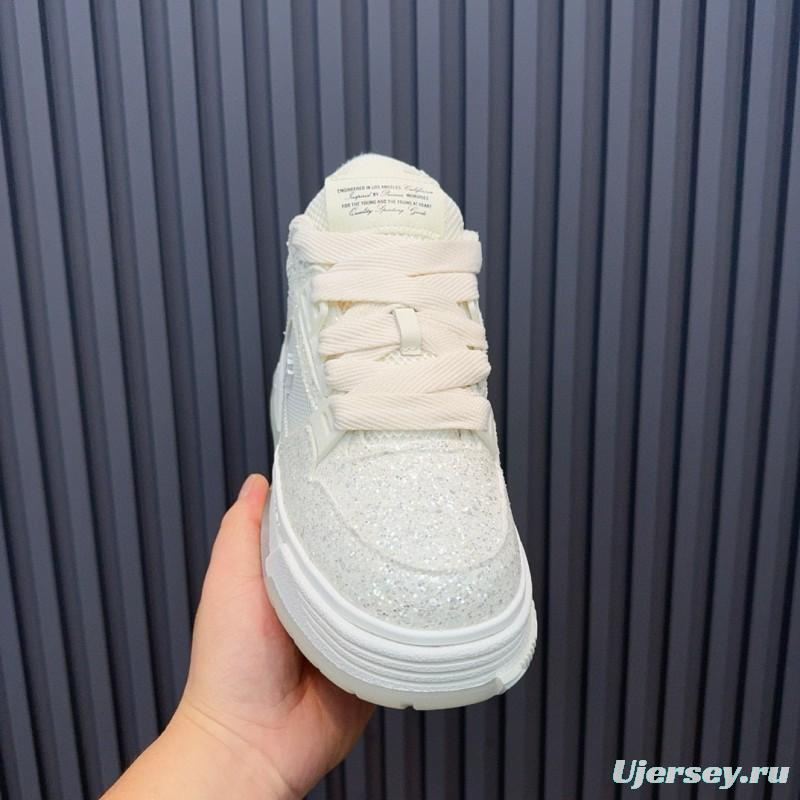 2024 Unisex Amiri White Mesh Leather Sneakers MJ00360