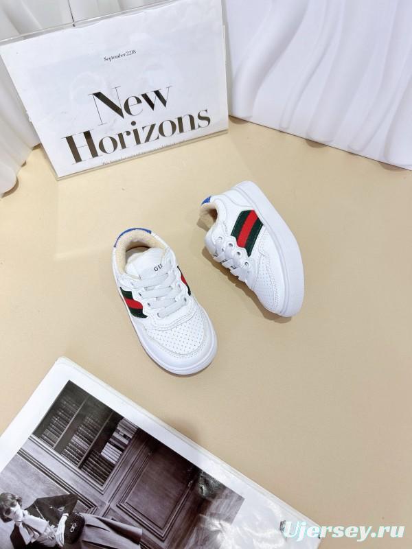 2024 Kids GUCCI White Green Red Leather Sneakers