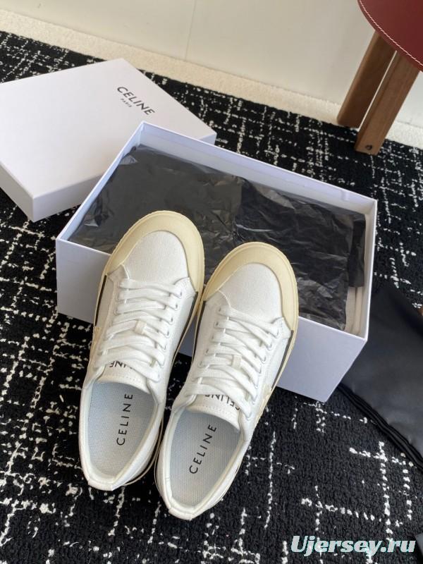 2025 Women Celine White Canvas Sneakers KFY00285
