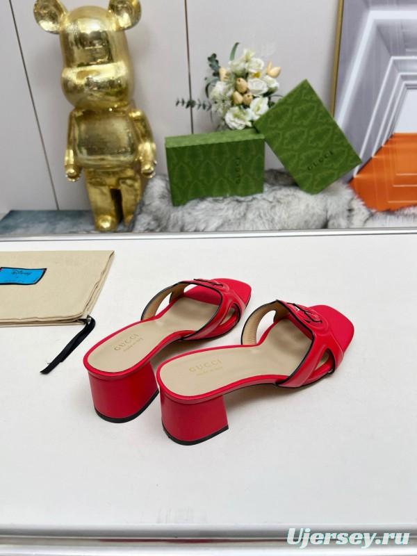 2025 Gucci Red Leather Slippers