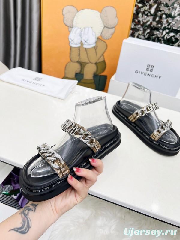 2025 Women Givenchy Black Transparent PVC Leather Sandals Chain LY00250