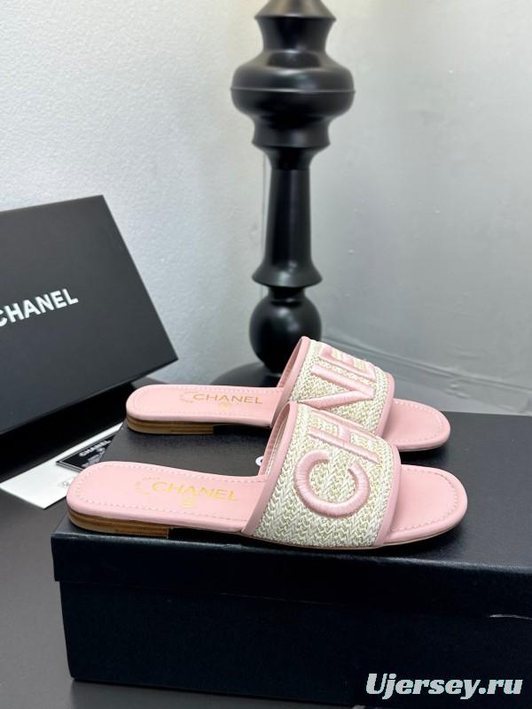 2025 Slippers CHANEL Pink Tweed Slippers