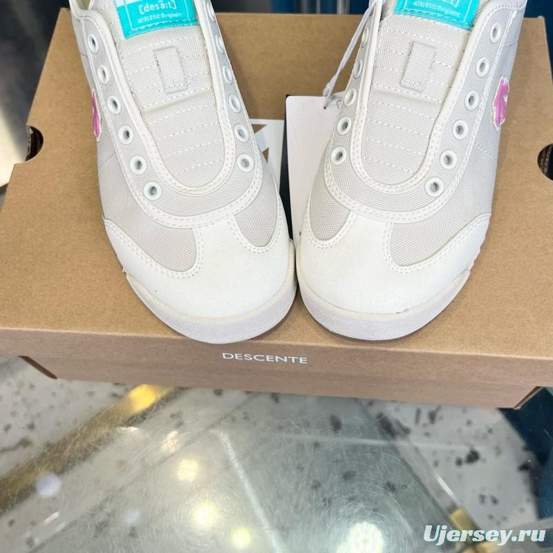 2024 Unisex DESCENTE迪桑特 White Pink Canvas Sneakers