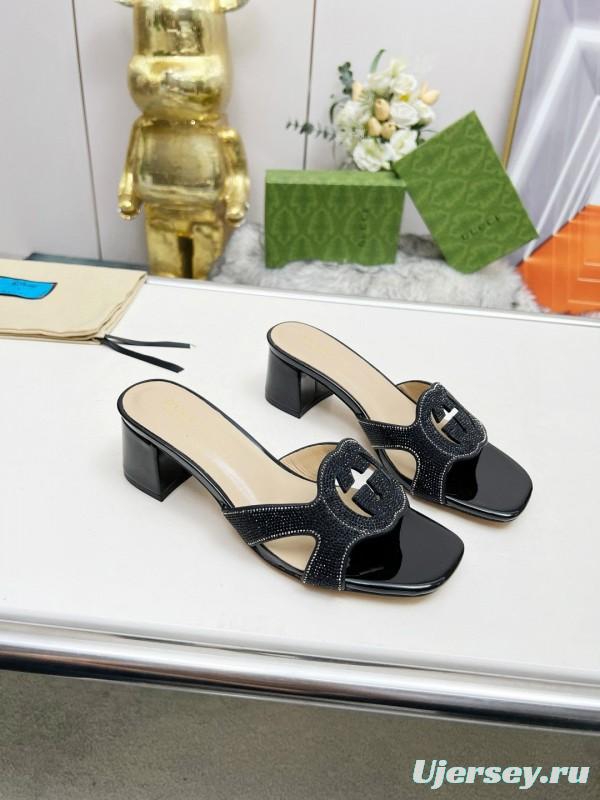 2025 Gucci Black Leather Slippers