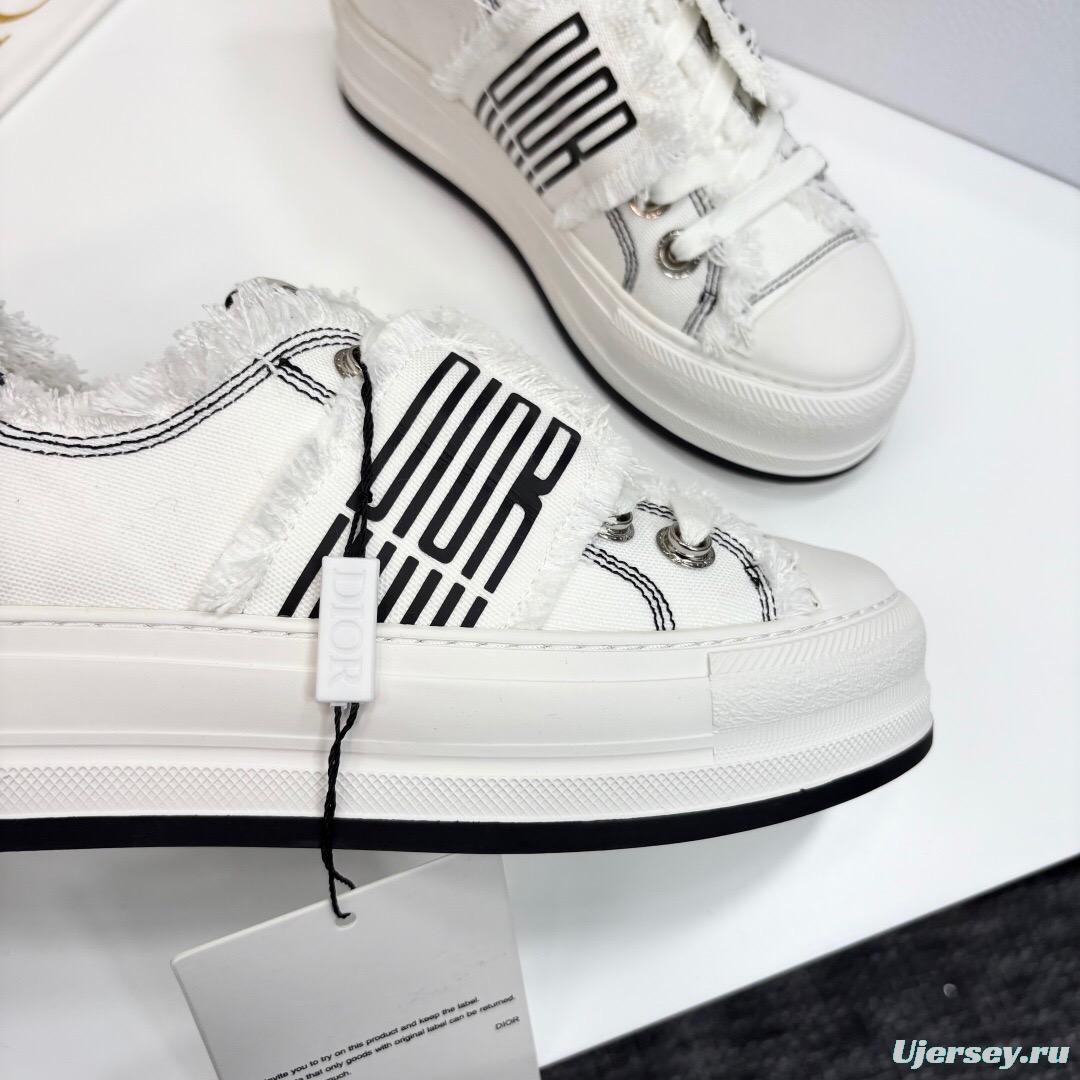 2025 Women Dior White Black Canvas Sneakers LY00300