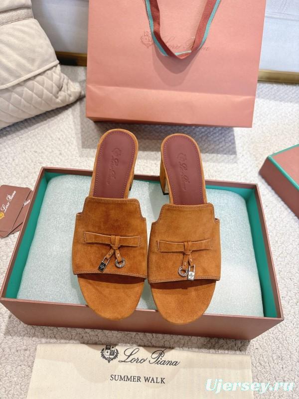 2025 Women LP Brown Suede Heeled Mules