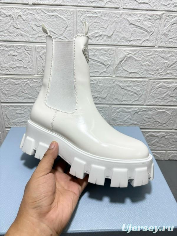 2024 Women Prada White Leather Boots MJ00380