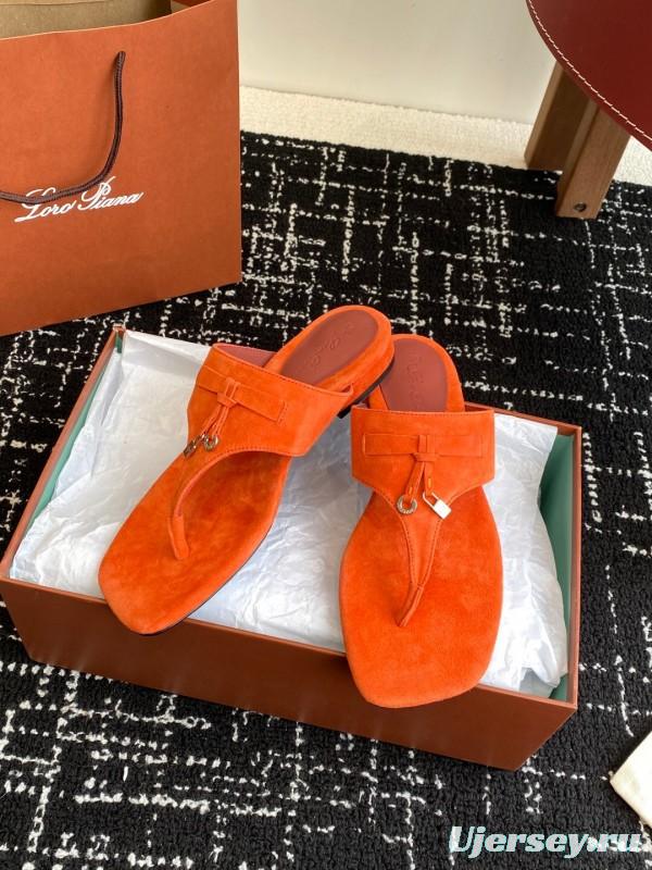 2025 Women Le Parmentier Orange Suede Slippers KFY00280