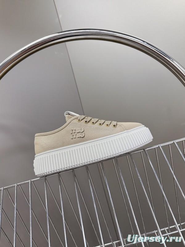 2025 Women Miu Miu Beige Canvas Sneakers LY