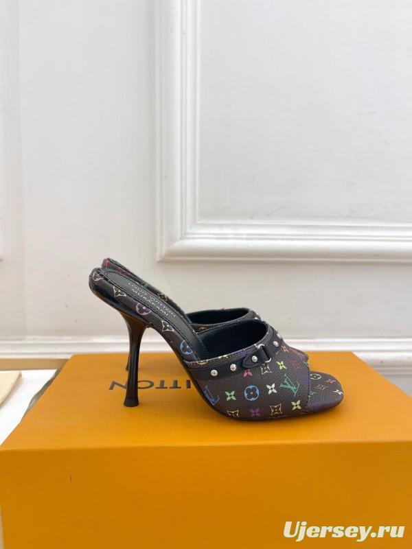 2025 Women Louis Vuitton Multicolor Leather Slippers KFY00290