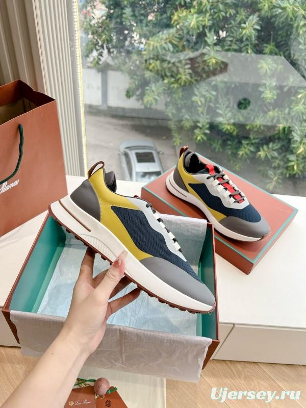 2024 Unisex Le Parmentier Yellow Navy Grey Knit Sneakers Top Version MJ00340