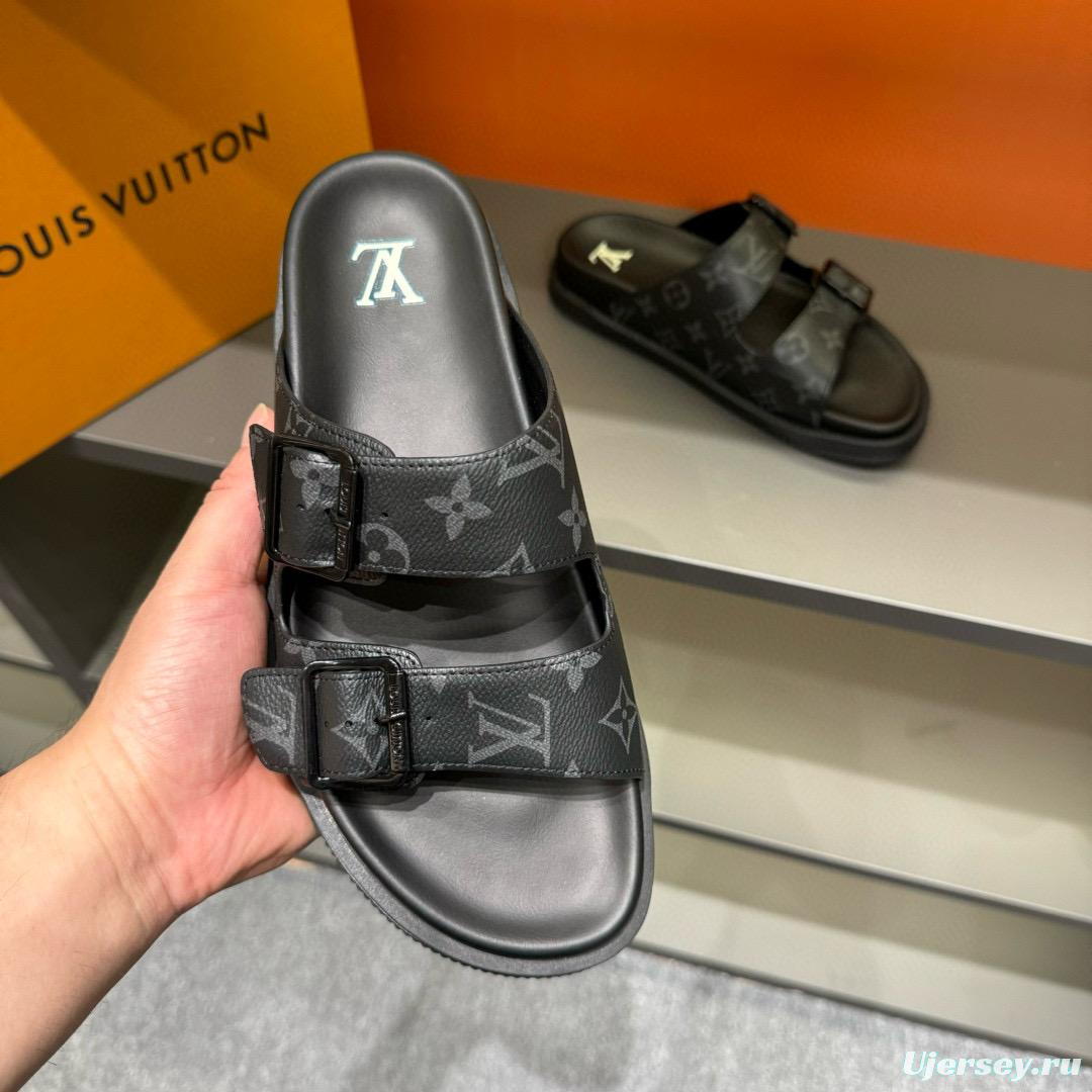 2024 Louis Vuitton Black Leather Slippers MJ00210